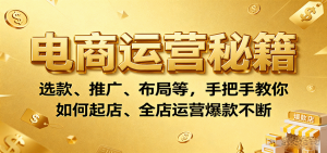 电商运营秘籍:选款、推广、布局等,手把手教你如何起店、全店运营爆款不断-中创网_专注互联网创业,项目资源整合-心诚资源网