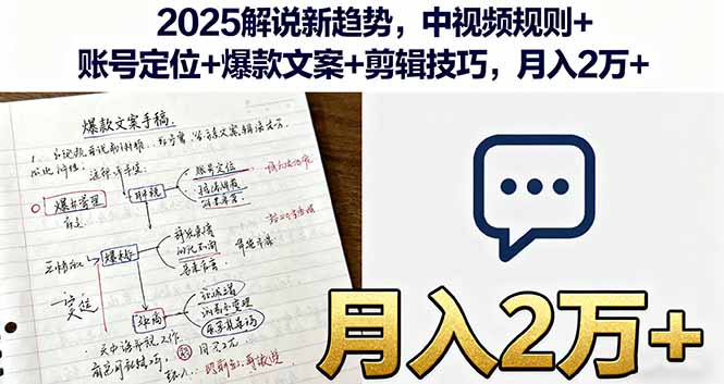 （16109期）2025解说新趋势，中视频规则+账号定位+爆款文案+剪辑技巧，月入2万+-中创网-专注创业项目分享_资源整合-心诚资源网