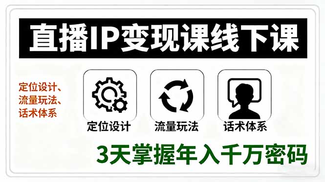 （16065期）直播IP变现课线下课，定位设计、流量玩法、话术体系，3天掌握年入千万密码-中创网-专注创业项目分享_资源整合-心诚资源网