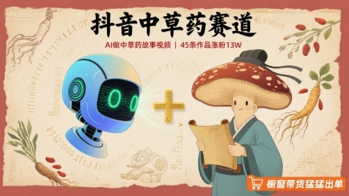 抖音中草药赛道，用AI做中草药故事视频，45条作品涨粉13W，橱窗带货猛猛出单-中创网_专注互联网创业,项目资源整合-心诚资源网