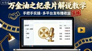 万金油之纪录片解说教学，手把手教你，完全实操，多平台发布撸收益-中创网-专注创业项目分享_资源整合-心诚资源网
