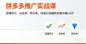 (16115期)拼多多推广实战课,店铺评分、点击率、转化率,快速打造爆款店铺月赚5.8万-中创网-专注创业项目分享_资源整合-心诚资源网