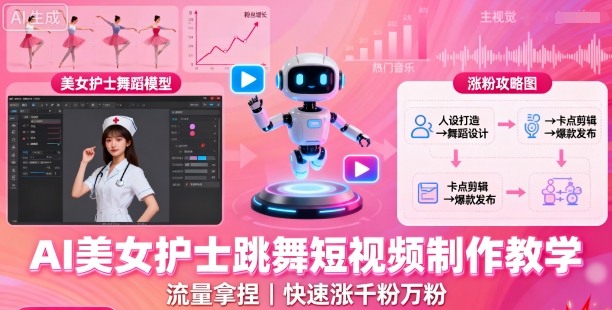 AI美女护士跳舞短视频制作教学，流量拿捏，快速涨千粉万粉【提示词+视频教程】-中创网-专注创业项目分享_资源整合-心诚资源网