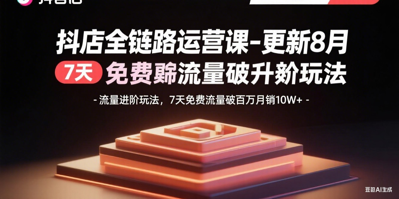 （15918期）抖店全链路运营课-更新8月：流量进阶玩法，7天免费流量破百万月销10W+-中创网_专注互联网创业,项目资源整合-心诚资源网
