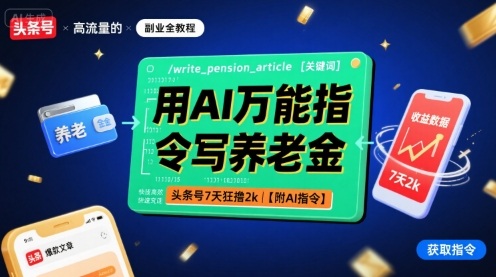 用AI万能指令写养老金，头条号7天狂撸2k【附AI指令】-中创网_专注互联网创业,项目资源整合-心诚资源网