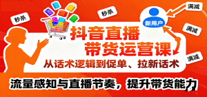 抖音直播带货运营课,从话术逻辑到促单、拉新话术,流量感知与直播节奏,提升带货能力-中创网-专注创业项目分享_资源整合-心诚资源网