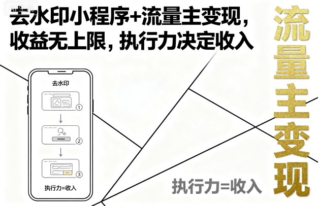 去水印小程序+流量主变现，收益无上限，执行力决定收入-中创网_专注互联网创业,项目资源整合-心诚资源网