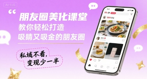 朋友圈美化课堂，教你轻松打造，吸睛又吸金的朋友圈，私域不看，变现少一半-中创网_专注互联网创业,项目资源整合-心诚资源网