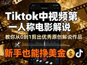 Tiktok中视频第一人称电影解说，教你从0到1剪出一个优秀的原创解说作品，新手也能挣美金-中创网-专注创业项目分享_资源整合-心诚资源网
