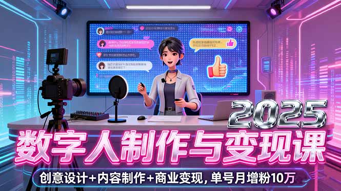 （16032期）2025数字人制作与变现课，创意设计+内容制作+商业变现，单号月增粉10万+-中创网-专注创业项目分享_资源整合-心诚资源网