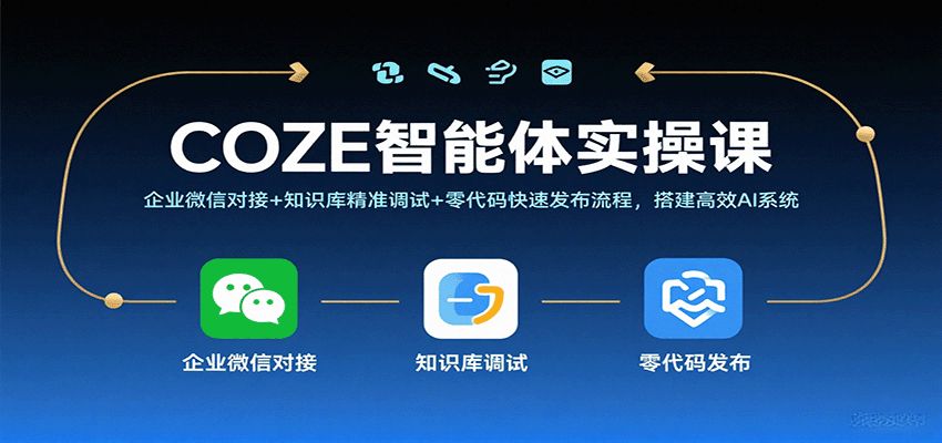 COZE智能体实操课，企业微信对接+知识库精准调试+零代码快速发布流程，搭建高效AI系统-中创网-专注创业项目分享_资源整合-心诚资源网