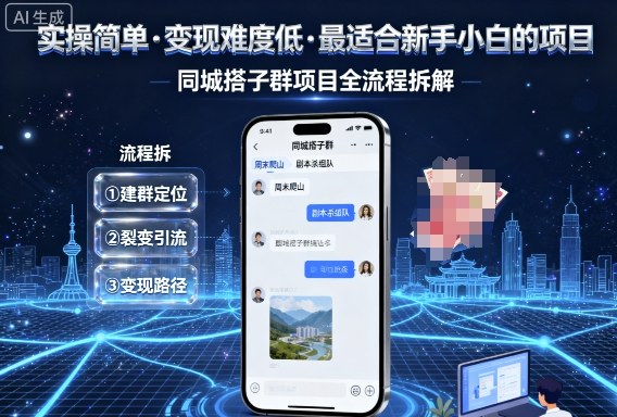 实操简单，变现难度低，最适合新手小白做的项目，每天轻松收入3张，同城搭子群项目全流程拆解-中创网-专注创业项目分享_资源整合-心诚资源网