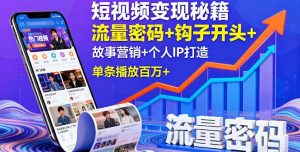 (16079期)短视频变现秘籍,流量密码+钩子开头+故事营销+个人IP打造,单条播放百万+-中创网-专注创业项目分享_资源整合-心诚资源网