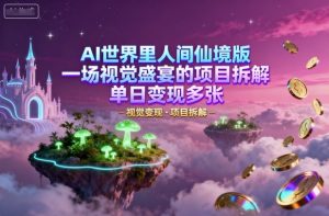 AI世界里人间仙境版，一场视觉盛宴的项目拆解，单日变现多张-中创网_专注互联网创业,项目资源整合-心诚资源网