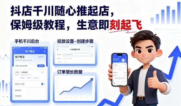 抖店千川随心推起店，保姆级教程，生意即刻起飞-中创网_专注互联网创业,项目资源整合-心诚资源网