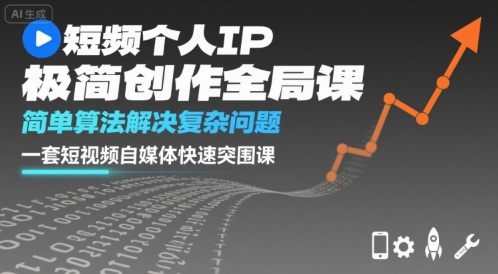 短视频个人IP极简创作全局课，简单算法解决复杂问题，一套短视频自媒体快速突围课-中创网_专注互联网创业,项目资源整合-心诚资源网