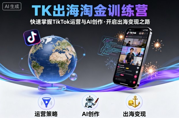 TK出海淘金训练营，助你快速掌握TikTok运营与AI创作，开启出海变现之路-中创网-专注创业项目分享_资源整合-心诚资源网