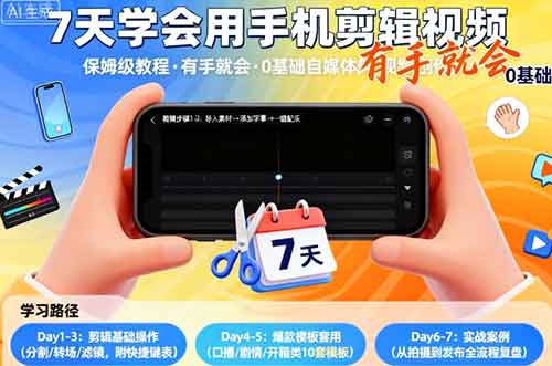 7天学会用手机剪辑视，保姆级教程，有手就会，0基础自媒体短视频创作教程-中创网-专注创业项目分享_资源整合-心诚资源网