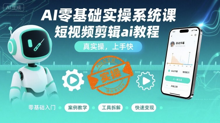 AI零基础实操系统课，短视频剪辑ai教程，真实操，上手快-中创网_专注互联网创业,项目资源整合-心诚资源网