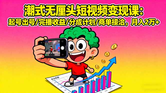 （16023期）潮式无厘头短视频变现课：起号出号/完播收益/分成计划/商单接洽，月入2万+-中创网-专注创业项目分享_资源整合-心诚资源网