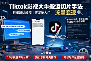 Tiktok影视大牛搬运切片手法，详细玩法教程-中创网-专注创业项目分享_资源整合-心诚资源网