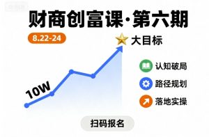 财商创富课第六期8月22-24号,如何从10W起步,一步步实现大目标-中创网-专注创业项目分享_资源整合-心诚资源网