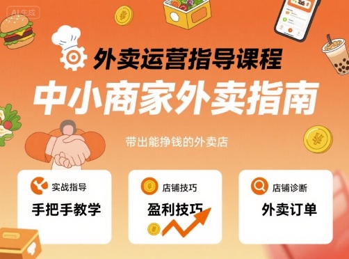 外卖运营指导课程，中小商家外卖指南，手把手带出能挣钱的外卖店-中创网_专注互联网创业,项目资源整合-心诚资源网