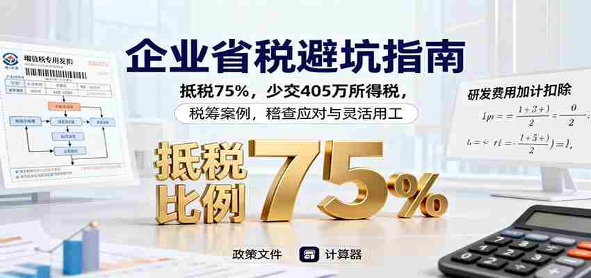 企业省税避坑指南：抵税75%，少交405万所得税，税筹案例，稽查应对与灵活用工-中创网-专注创业项目分享_资源整合-心诚资源网
