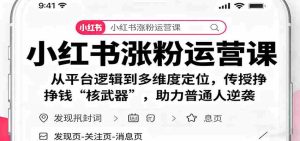 小红书涨粉运营课:从平台逻辑到多维度定位,传授挣钱 “核武器”,助力普通人逆袭-中创网-专注创业项目分享_资源整合-心诚资源网