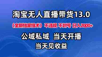 淘宝无人直播13.0，公域私域技术，不封号，不违规布局下半年旺季赛道，日入1K+（独家技术）【揭秘】-中创网-专注创业项目分享_资源整合-心诚资源网