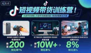 短视频带货训练营,抖音带货课程+抖音带货数据挖掘+精准获客解决方案-中创网-专注创业项目分享_资源整合-心诚资源网