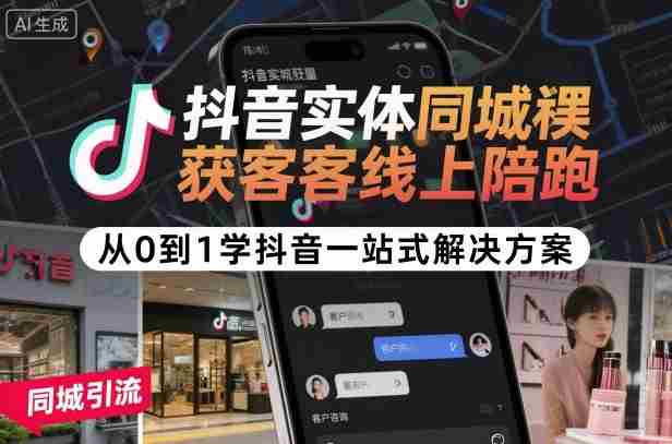 抖音实体同城获客线上陪跑，从0到1学抖音一站式解决方案-中创网-专注创业项目分享_资源整合-心诚资源网