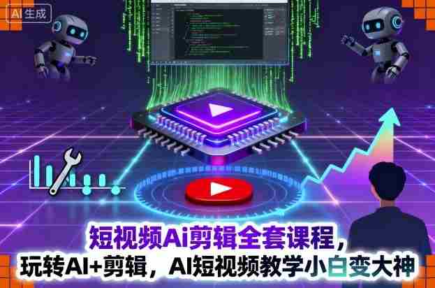 短视频Ai剪辑全套课程,玩转AI+剪辑,AI短视频教学小白变大神