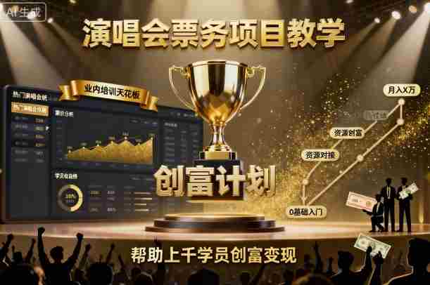 演唱会票务项目教学,业内培训天花板,帮助上千学员创富变现