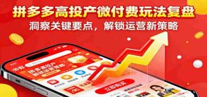 拼多多高投产微付费玩法复盘,洞察关键要点,解锁运营新策略-中创网-专注创业项目分享_资源整合-心诚资源网