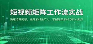 短视频矩阵工作流实战:快速培养网感,提升素材生产力,掌握爆款素材与脚本要点-中创网-专注创业项目分享_资源整合-心诚资源网