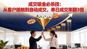 (16432期)吸金成交营销必杀技:从客户接触到自动成交,单日成交率翻3倍-中创网-专注创业项目分享_资源整合-心诚资源网