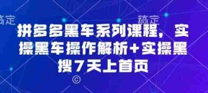 拼多多黑车系列课程，实操黑车操作解析+实操黑搜7天上首页【音频】-中创网-专注创业项目分享_资源整合-心诚资源网