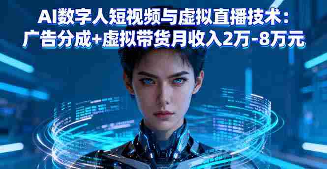 （16148期）AI数字人短视频与虚拟直播技术：广告分成+虚拟带货月收入2万-8万元-中创网-专注创业项目分享_资源整合-心诚资源网