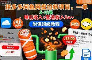 拼多多闲鱼网盘拉新项目,一单5-15米,睡后收入+管道收入1w+(附保姆级教程)-中创网-专注创业项目分享_资源整合-心诚资源网