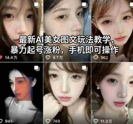 最新AI美女图文玩法教学，暴力起号涨粉，手机即可操作-中创网-专注创业项目分享_资源整合-心诚资源网
