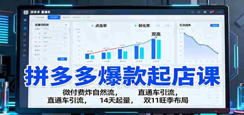 拼多多爆款起店课：微付费炸自然流，直通车引流，14天起量，双11旺季布局-中创网-专注创业项目分享_资源整合-心诚资源网