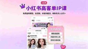 (16295期)小红书高客单IP课,免费盈利模型、会员制、关键词截流,单账号月入10万+-中创网-专注创业项目分享_资源整合-心诚资源网