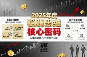 2025年度稳賺思维老板创业营,拆解2025年新商业环境下,企业实现持续盈利的核心密码-中创网-专注创业项目分享_资源整合-心诚资源网