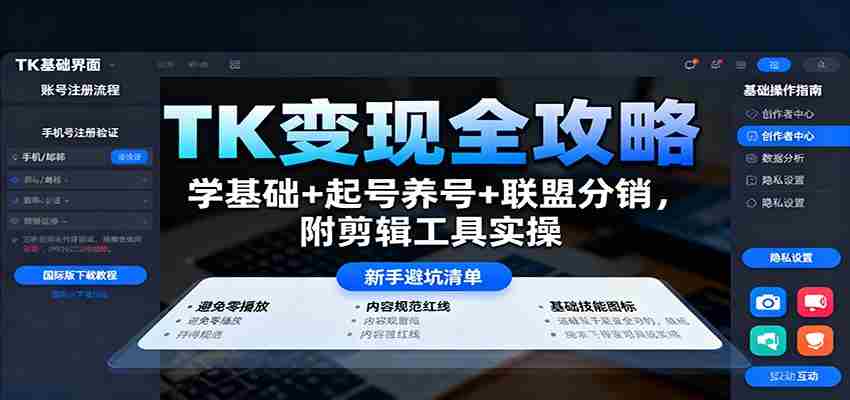 TK变现全攻略：学基础+起号养号+联盟分销，附剪辑工具实操-中创网-专注创业项目分享_资源整合-心诚资源网