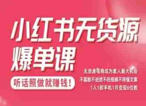 小红书无货源爆单课,不露脸不进货不拍视频不用懂文案1人1部手机1月变现5位数-中创网-专注创业项目分享_资源整合-心诚资源网