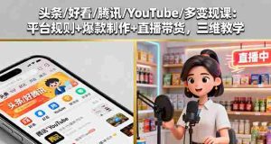 （16147期）头条/好看/腾讯/YouTube/多变现课：平台规则+爆款制作+直播带货，三维教学-中创网-专注创业项目分享_资源整合-心诚资源网
