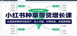 小红书种草带货增长课:从底层逻辑到内容生产、达人对接、付费投放,全链路拆解-中创网-专注创业项目分享_资源整合-心诚资源网