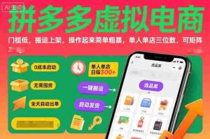 拼多多虚拟电商,门槛低,搬运上架,操作起来简单粗暴,单人单店三位数,可矩阵-中创网-专注创业项目分享_资源整合-心诚资源网
