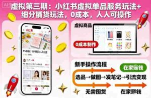 虚拟第三期:小红书虚拟单品服务玩法+细分铺货玩法,0成本,人人可操作-中创网-专注创业项目分享_资源整合-心诚资源网